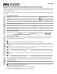 Document preview: Form ST11-AUD Request for Tax Paid on Periods Audited for Sales and Use Taxes - Minnesota