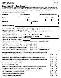 Form ST101 Business Activity Questionnaire - Minnesota