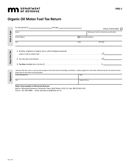 Form ORG-1  Printable Pdf
