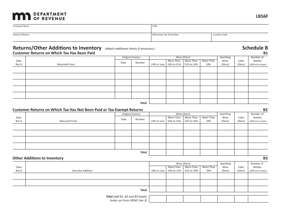 Form LB56F Farm Winery Tax Return - Minnesota, Page 3