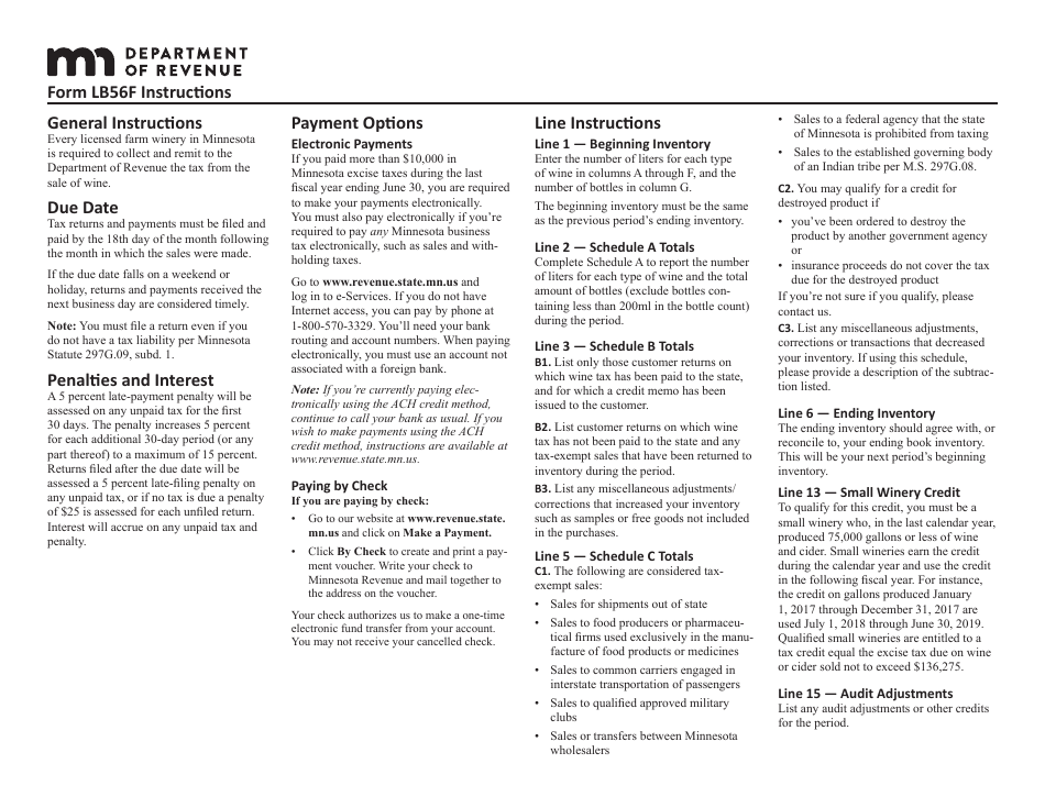 Form LB56F Farm Winery Tax Return - Minnesota, Page 5