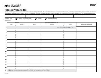 Form CT301-T Tobacco Products Tax - Minnesota