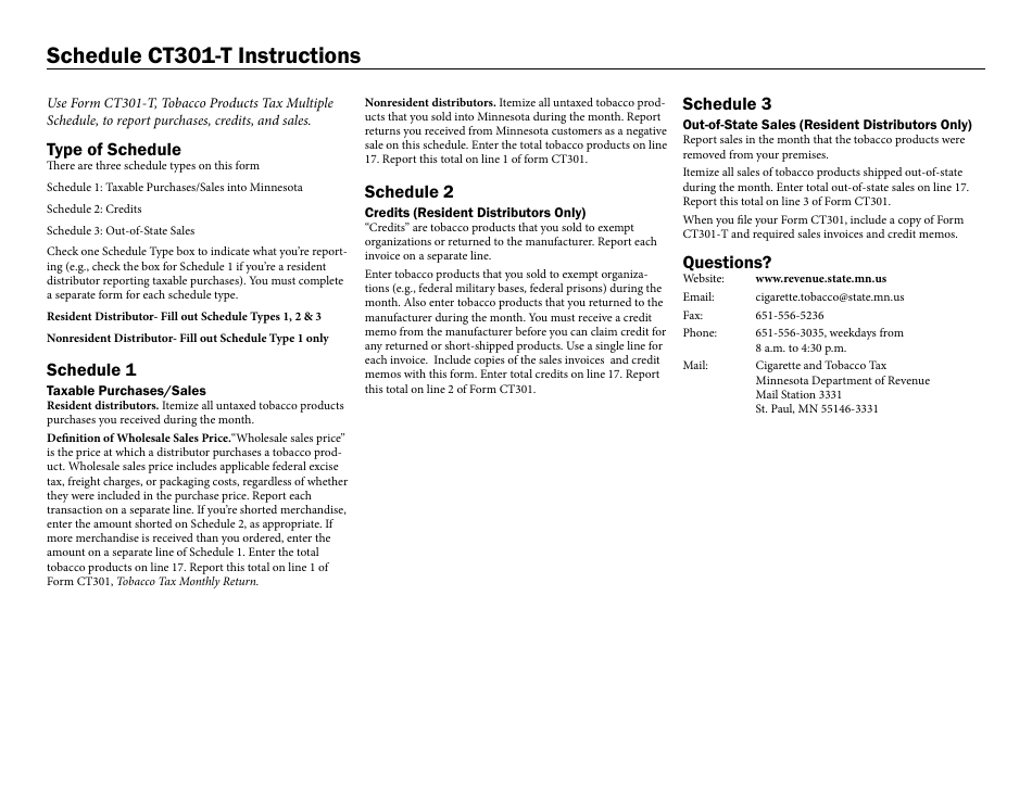 Form CT301-T Tobacco Products Tax - Minnesota, Page 2
