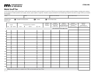 Document preview: Form CT301-MS Moist Snuff Tax - Minnesota