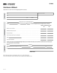Document preview: Form CT109A Distributor Affidavit - Minnesota