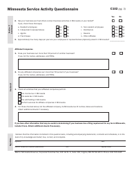 Form C102 Minnesota Service Activity Questionnaire - Minnesota, Page 3