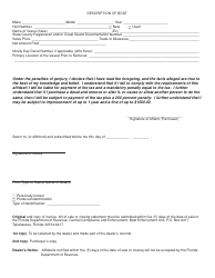 Form GT-500003 Suggested Format for Affidavit for Exemption of Boat Sold for Removal From the State of Florida by a Nonresident Purchaser - Florida, Page 2