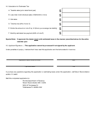 Form DR-300400 Boat, Motor Vehicle, or Aircraft Dealer Application for Special Estimation of Taxes - Florida, Page 2