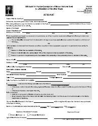 Document preview: Form DR-123 Affidavit for Partial Exemption of Motor Vehicle Sold to a Resident of Another State - Florida