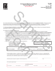 Document preview: Form DR-18RS Amusement Machine Certificate Renewal Application - Second Notice - Sample - Florida