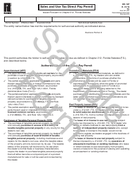 Document preview: Sample Form DR-16P Sales and Use Tax Direct Pay Permit - Florida