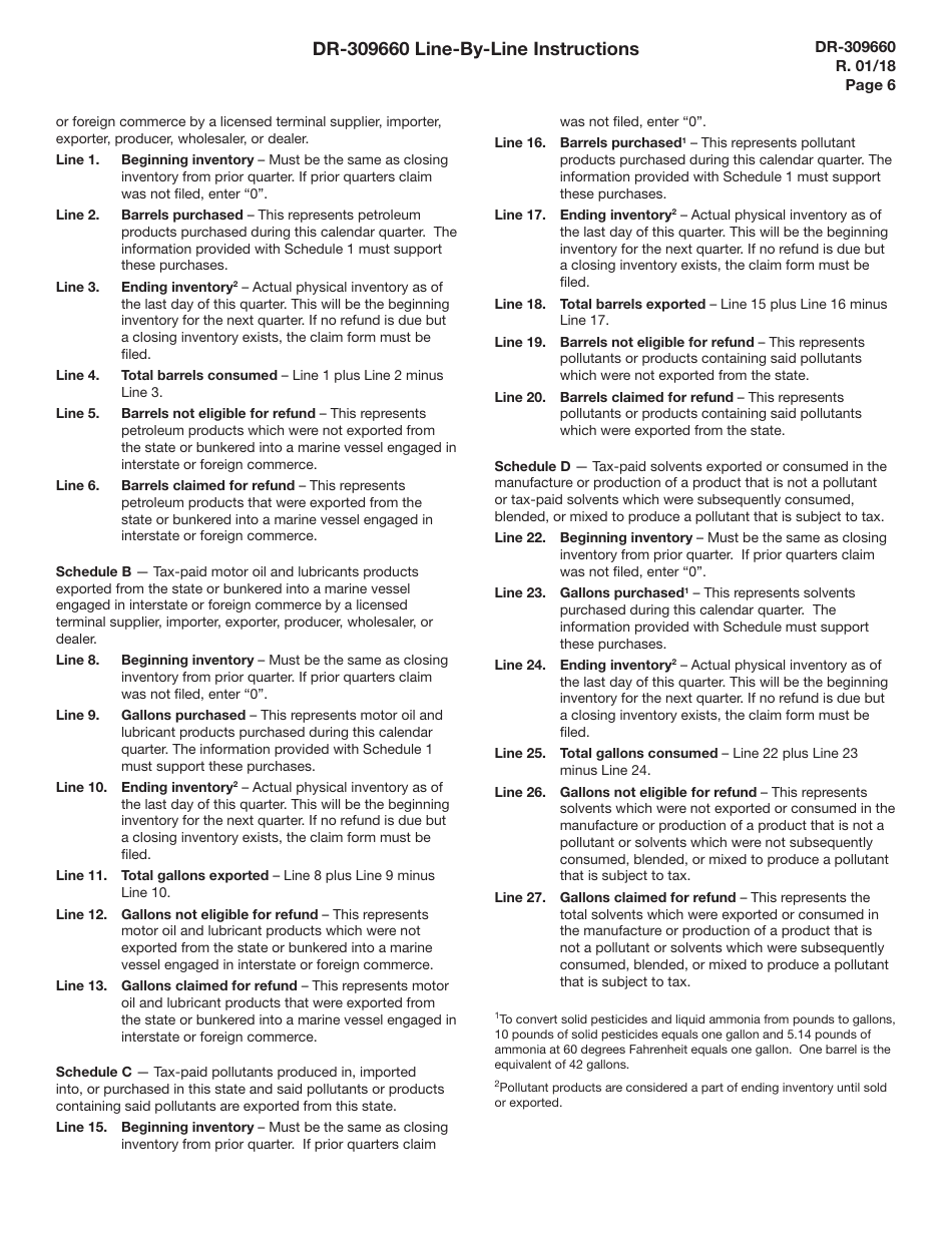 Form DR-309660 Application for Pollutants Tax Refund - Florida, Page 6
