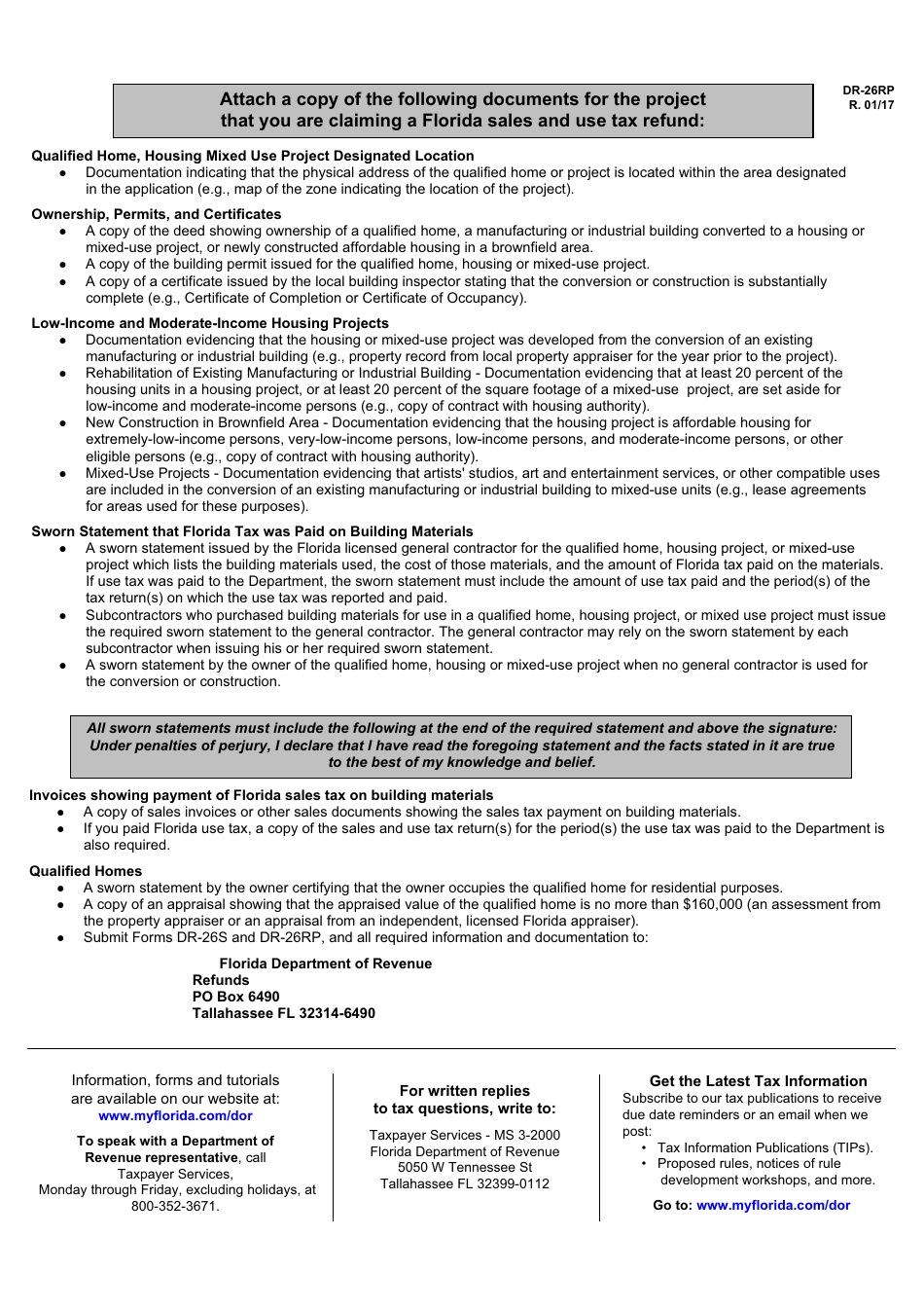 Form DR-26RP Florida Neighborhood Revitalization Program Application for Sales and Use Tax - Florida, Page 2