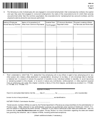 Form RTS-72 Affidavit of Concurrent Employment - Florida, Page 2