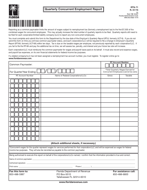 Form RTS-71  Printable Pdf