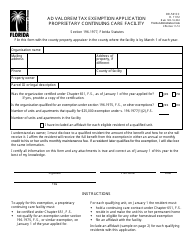 Form DR-501CC Ad Valorem Tax Exemption Application Proprietary Continuing Care Facility - Florida