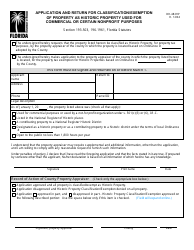 Document preview: Form DR-482HP Application and Return for Classification/Exemption of Property as Historic Property Used for Commercial or Certain Nonprofit Purposes - Florida