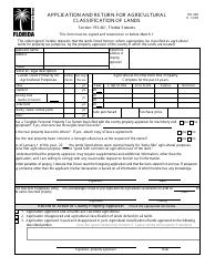 Document preview: Form DR-482 Application and Return for Agricultural Classification of Lands - Florida