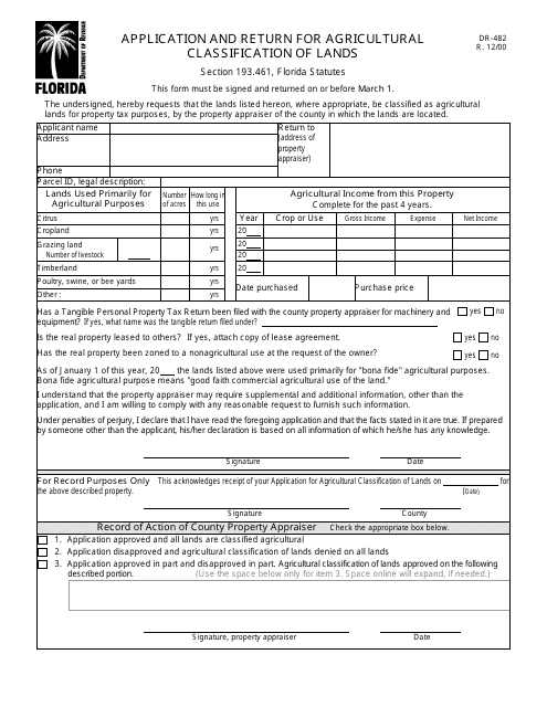 Form DR-482  Printable Pdf