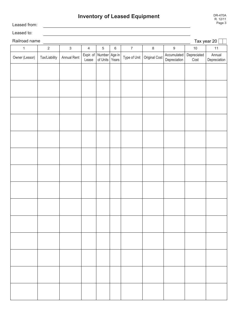 Form DR-470A Railroad Company Annual Report and Return to the State of Florida - Florida, Page 3