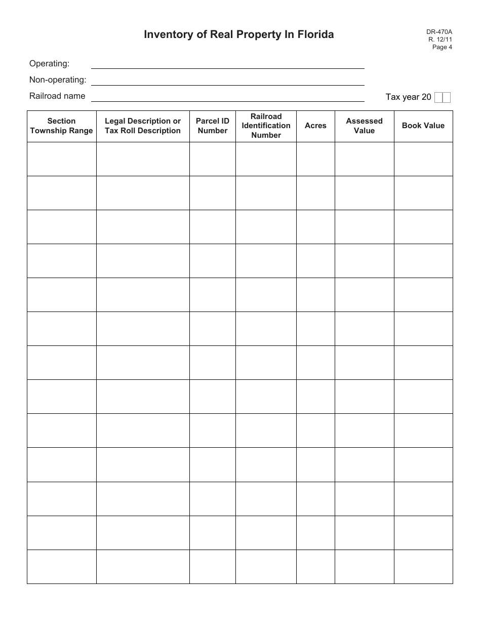 Form DR-470A Railroad Company Annual Report and Return to the State of Florida - Florida, Page 4