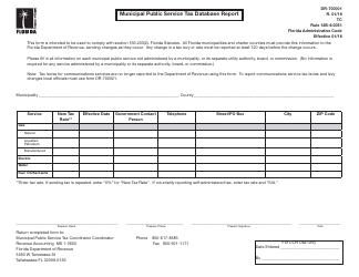Document preview: Form DR-700001 Municipal Public Service Tax Database Report - Florida