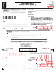 Document preview: Form DR-602G Governmental Leasehold Intangible Personal Property Tax Application for Extension of Time to File Return - Florida