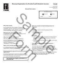 Sample Form DR-156R Renewal Application for Florida Fuel/Pollutants License - Florida
