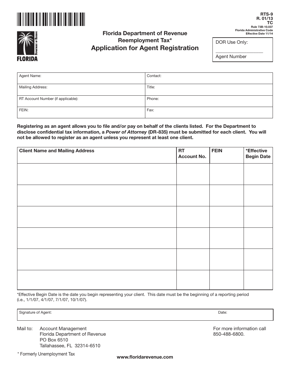 Form RTS9 Fill Out, Sign Online and Download Printable PDF, Florida