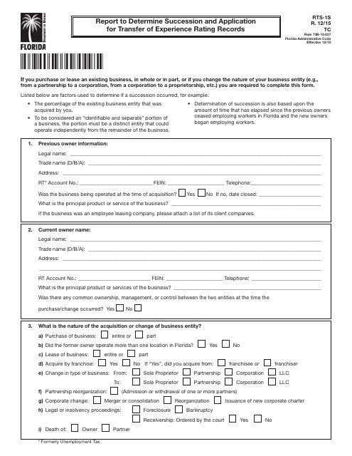 Form RTS-1S  Printable Pdf