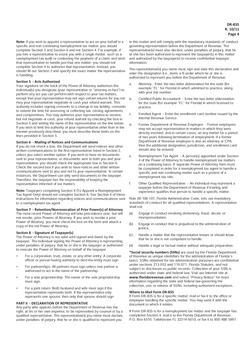 Form dr 835 fill out sign online and download fillable pdf florida