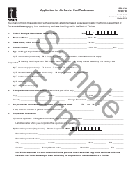 Sample Form DR-176 Application for Air Carrier Fuel Tax License - Florida