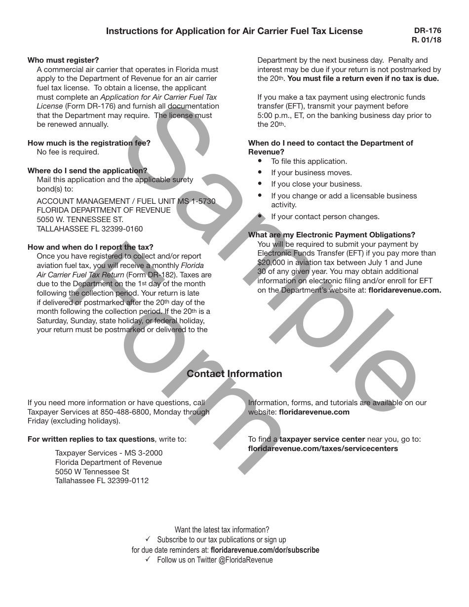 Sample Form DR-176 Application for Air Carrier Fuel Tax License - Florida, Page 3