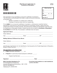 Document preview: Form DR-151 Blind Person's Application for Certificate of Exemption - Florida