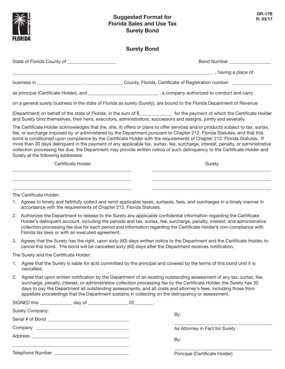 Form DR-17B - Fill Out, Sign Online and Download Printable PDF, Florida ...