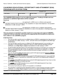 Document preview: Form WTW EOA1 Calworks Educational Opportunity and Attainment (Eoa) Program Application Form - California