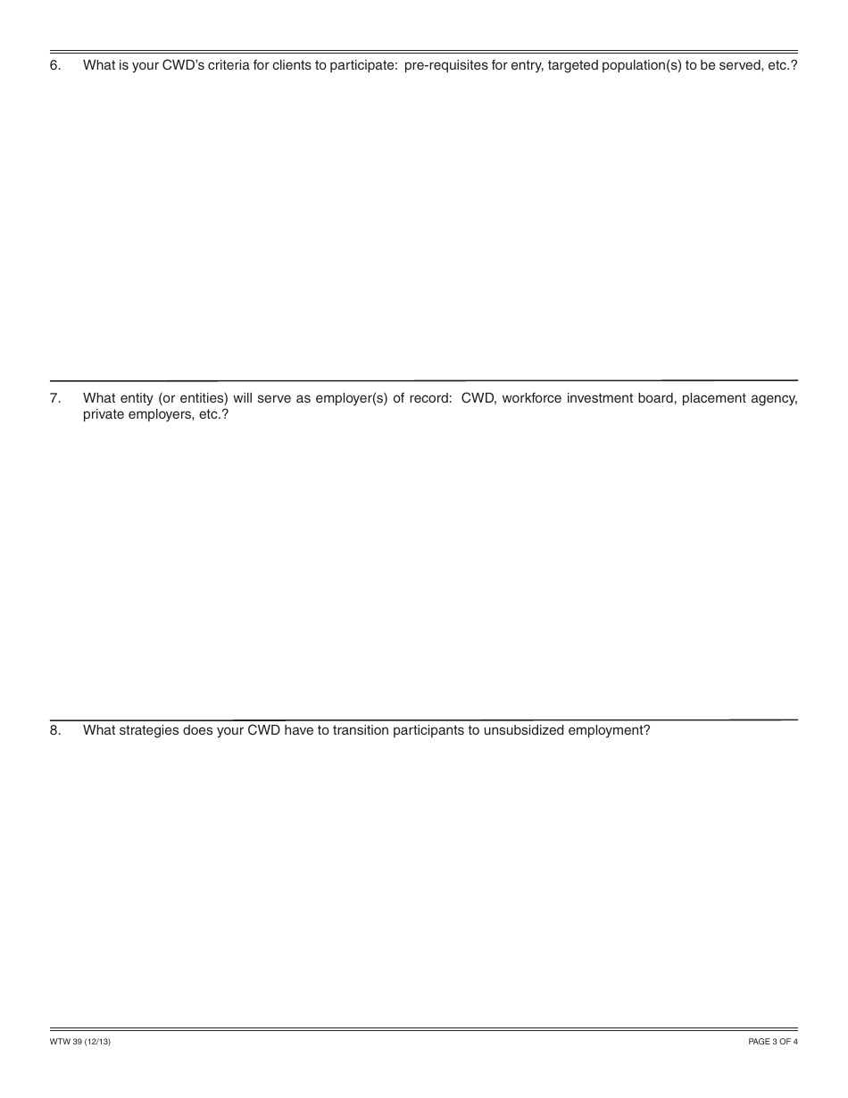 Form WTW39 Assembly Bill (AB) 74 County Welfare Department (Cwd) Expanded Subsidized Employment (Ese) Plan - California, Page 3