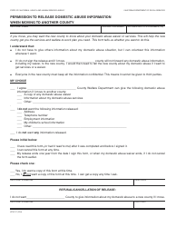 Document preview: Form WTW37 Permission to Release Domestic Abuse Information When Moving to Another County - California