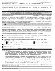 Document preview: Form WTW20 Permission to Release Learning Disabilities Information - California