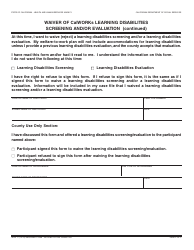 Form WTW17 Waiver of Calworks Learning Disabilities Screening and/or Evaluation - California, Page 2
