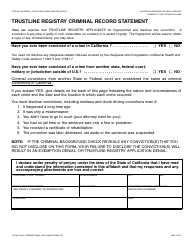 Form TLR508 Trustline Registry Criminal Record Statement - California