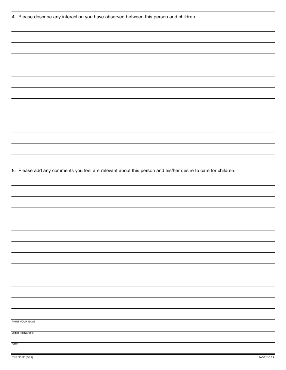 Form TLR301E Trustline Reference Request - Exemption - California, Page 2