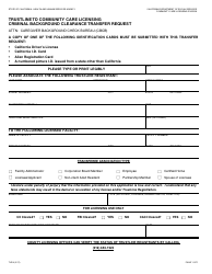 Document preview: Form TLR3 Trustline to Community Care Licensing Criminal Background Clearance Transfer Request - California
