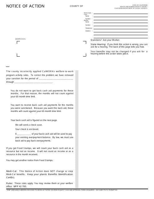 Form TEMP2208  Printable Pdf