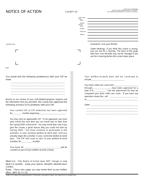 Form TEMP2175  Printable Pdf