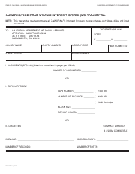 Document preview: Form TEMP1722A Calworks/Food Stamp Welfare Intercept System (Wis) Transmittal - California