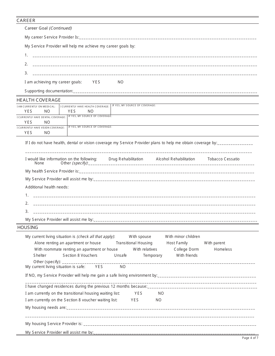 Form STEP8 Supportive Transitional Emancipation Program - Transitional Independent Living Plan (Step Tilp) for 18 up to 21 Years Old - California, Page 4