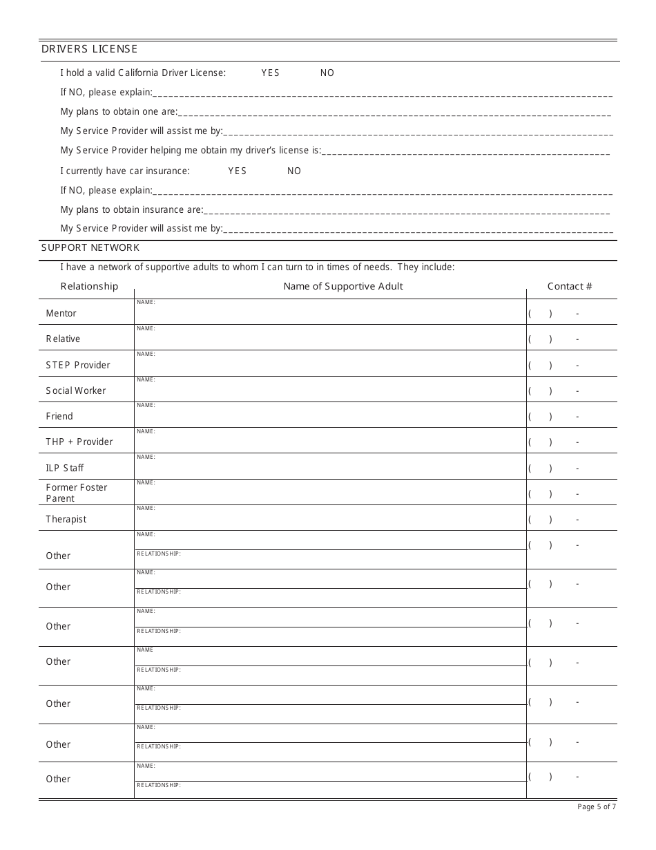 Form STEP8 Supportive Transitional Emancipation Program - Transitional Independent Living Plan (Step Tilp) for 18 up to 21 Years Old - California, Page 5