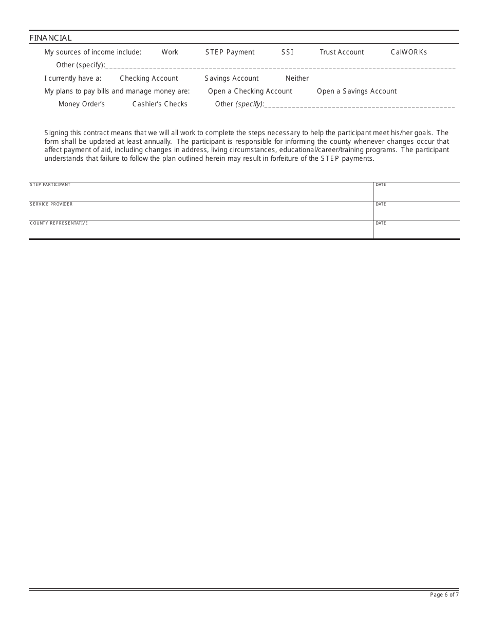 Form STEP8 Supportive Transitional Emancipation Program - Transitional Independent Living Plan (Step Tilp) for 18 up to 21 Years Old - California, Page 6