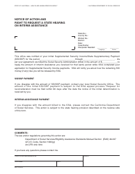 Form SSP18 Notice of Action and Right to Request a State Hearing on Interim Assistance - California